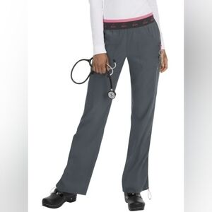 Koi Lite Women's Spirit Medical Scrub Pants With Pink Waistband - Petite Inseam